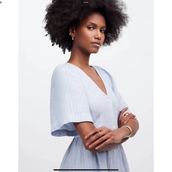 Cassie Button-Front Midi Dress in Linen - Picture 3 of 10